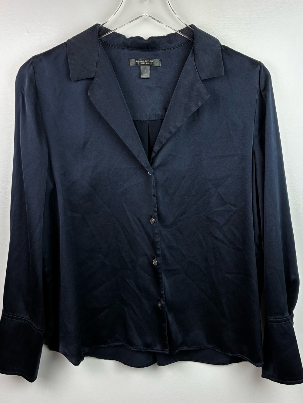 Banana Republic 100% Silk Navy Blue Blouse